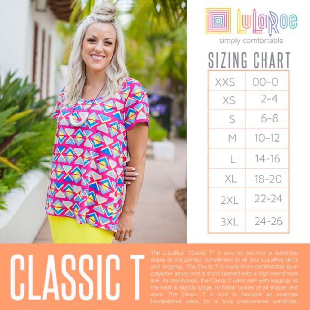 New LULAROE Gray Print Classic Tee T-Shirt NWT A5 - Picture 8 of 8